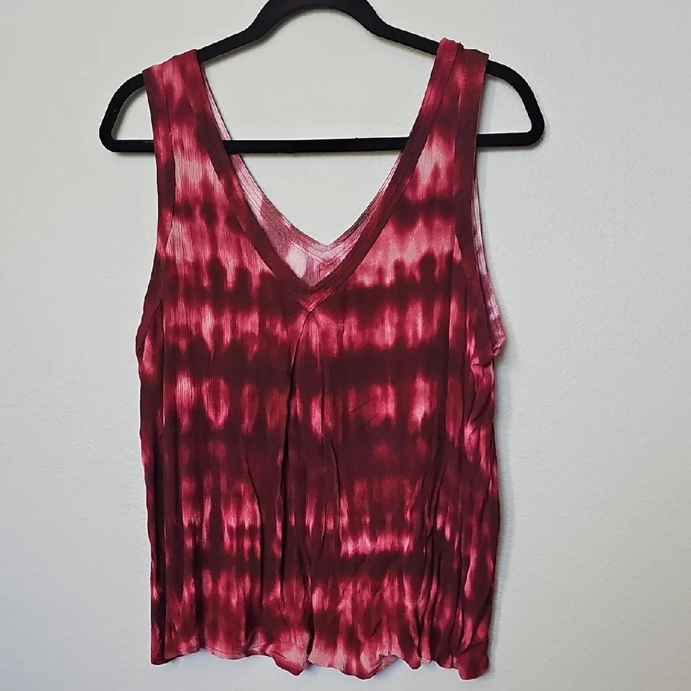 Torrid Boho Plus Size Burgundy Wine Crinkle Gauze Tie-Dye Tank Top Size 1X - Picture 7 of 9